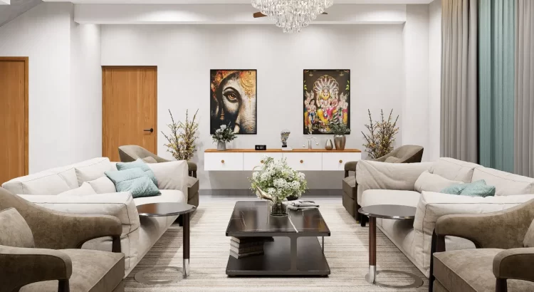 Elegant living room designed by expert interior designers in JP Nagar.