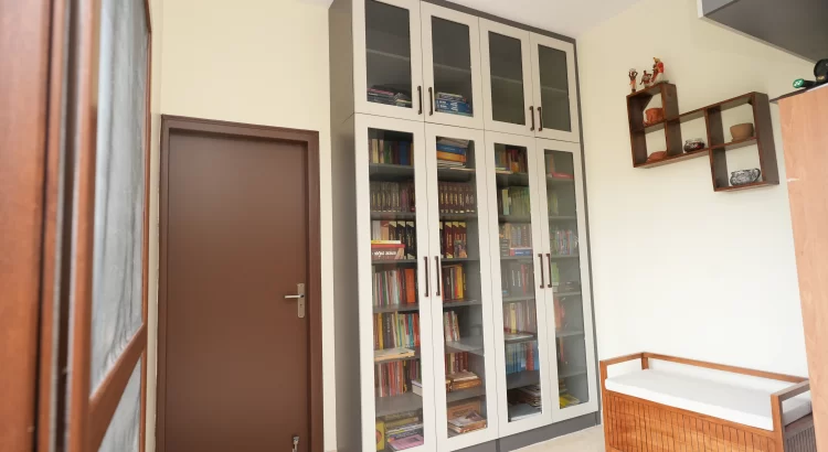 Bookshelf design by interior designers near Nagarabhavi.