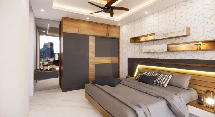 Modern bedroom design by Interior Designers near Mysore Road – Grandeur Elite.