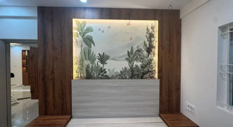 Bedroom feature wall by an Interior Design Company in Vijayanagar.