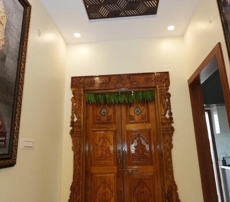 Carved wooden interior design in Rajarajeshwari Nagar home
