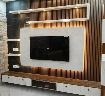 Fluted panel wall design by premium Interior Designers in RR Nagar