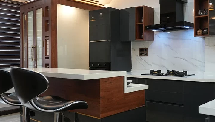 Modern modular kitchen with smart storage and sleek design